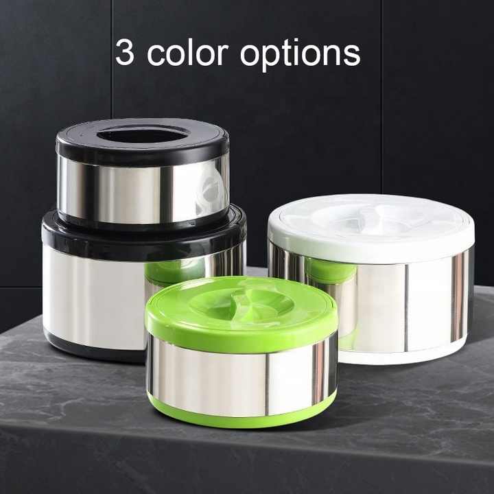 Deluxe 2L 4L 8L Stainless Steel Food Warmer Set 3 Pieces, Insulated Food Warmer Pot in Food Containerمجموعة فاخرة لتدفئة الطعام من الفولاذ المقاوم للصدأ سعة 2 لتر و 4 لتر و 8 لتر 3 قطع ، وعاء معزول لتدفئة الطعام في حاوية طعام