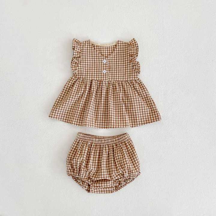 Baby Clothes Toddler Bodysuit 100% Cotton -فستان منقوش وشورت قصير