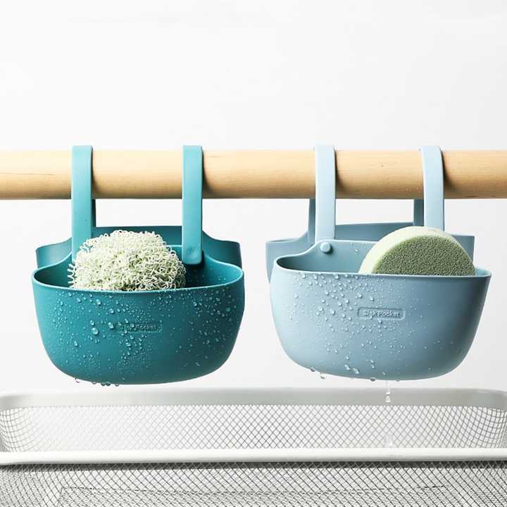 Nordic TPR Sponge Storage Basket Drain Rack Soap Holder Faucet Brush Hanging Basket Kitchen Bathroom Organizer Home Supplies 