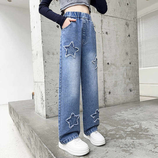 Girls Clothing Girl Baggy Jeans- ملابس أطفال بنطلون واسع الساق
