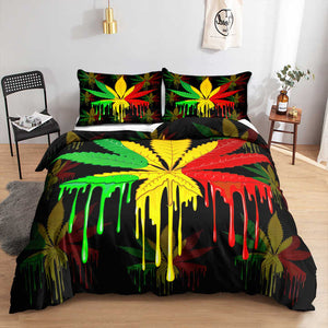 Exotic 3D Hemp Leaves Duvet Cover, Plant Leaves. 