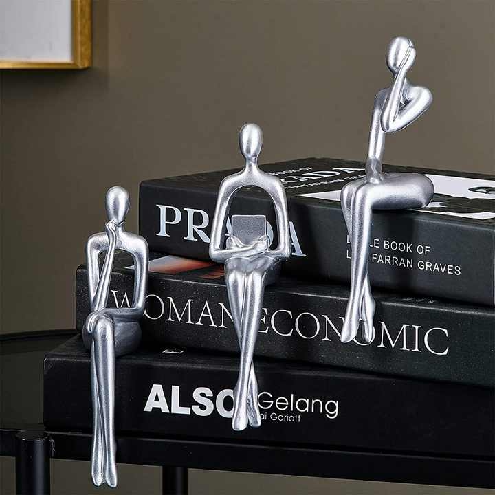 3 قطعة الحديثة ديكور الجلوس المفكر تمثال مجردة . 3 Piece Modern Decor Sitting Thinker Abstract Statue
