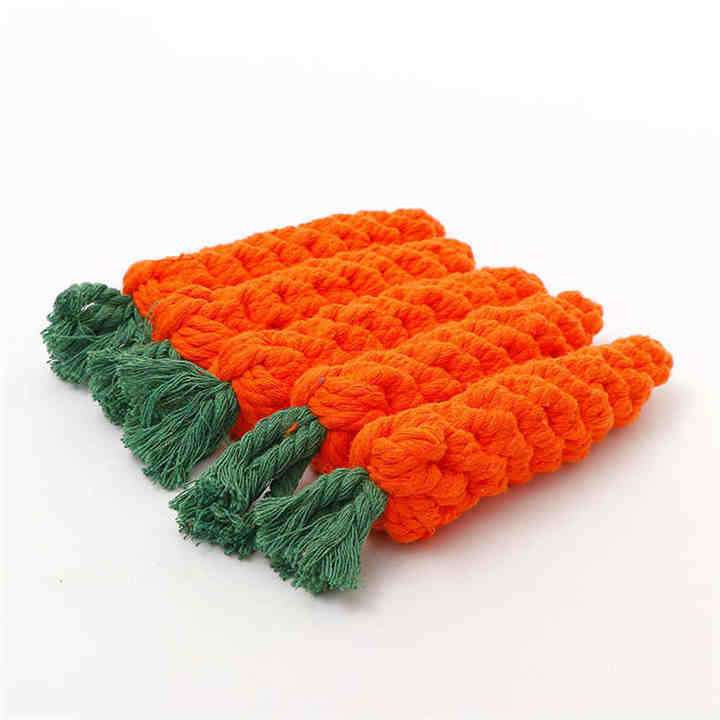 Factory Supply Carrot Cotton Rope Knot Toys for Dogs. ألعاب حبل قطني على شكل جزرة من مصنع التوريد للكلاب