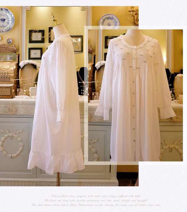 Women's white cotton nightgown