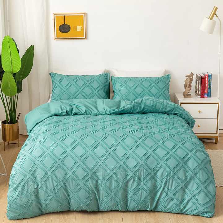 Soft Embroidered All Season Bedding Set Luxury Solid 