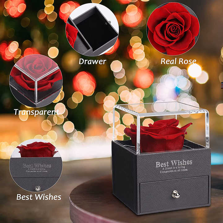 Wholesale Low MOQ Eternal Flower Jewelry Box for Valentine's Day Gift 