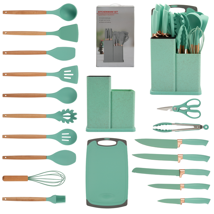 19-piece silicone kitchen utensils with 