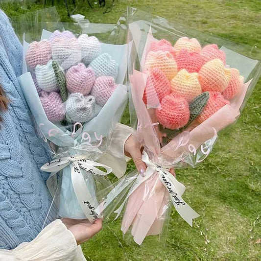 Hand Knitted Flower Yarn Crochet- زهور محبوكة يدويًا