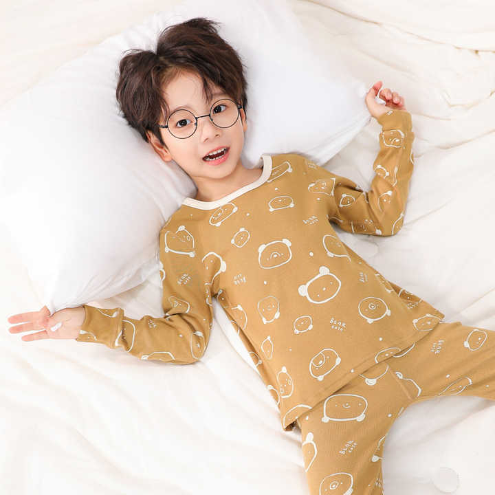 Wholesale Spring Summer Soft Casual Printed Pattern Cotton Boys Pajama Set 