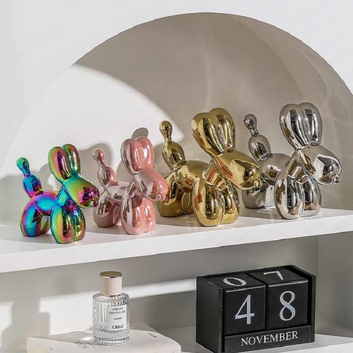 Electroplated ceramic home figurines 