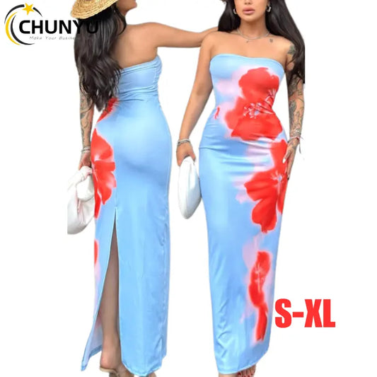 Women's long floral print dress 