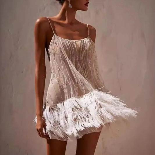 Elegant sequin dress with embellished hem 