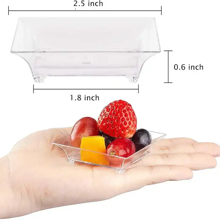 1 oz Small Dessert Plates with Tasting Spoons Square 