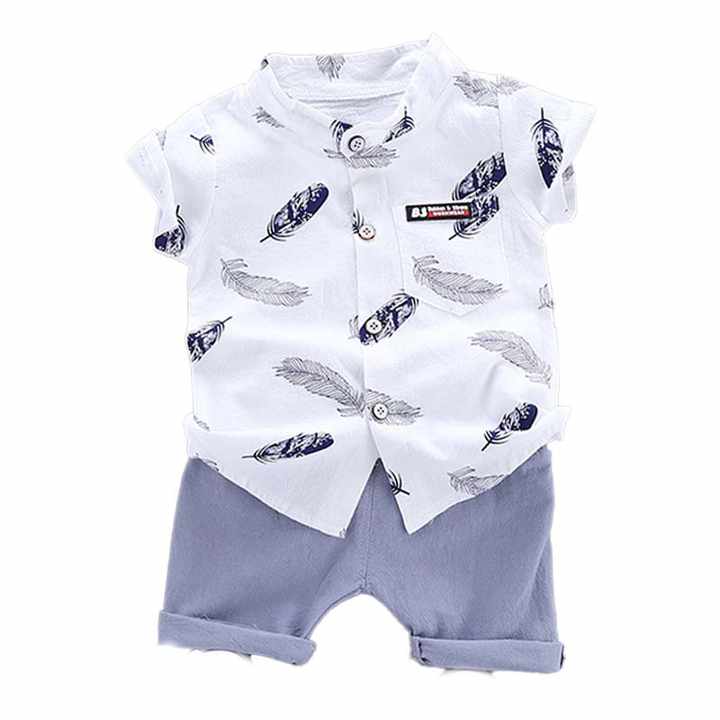 Boys' Shorts Summer Clothes for Little Boys with Leaf Pattern