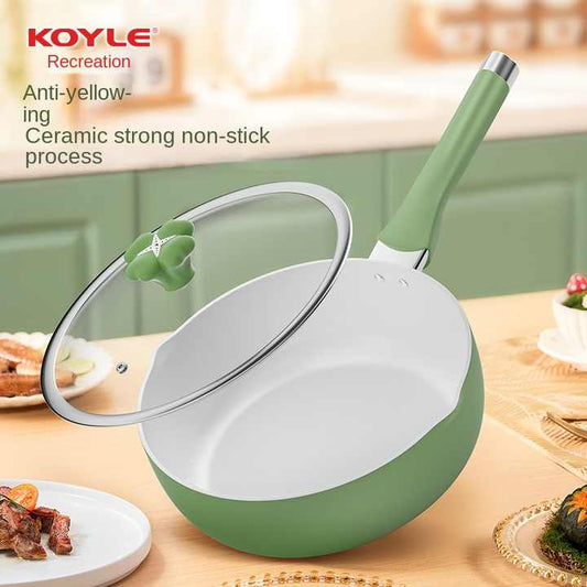 Flat metal frying pan 