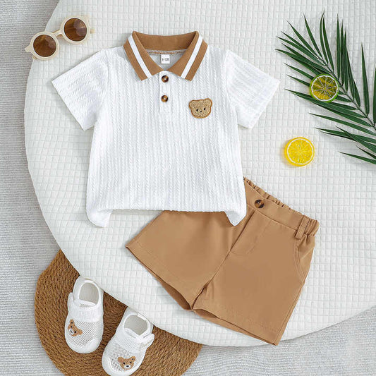 ملابس أطفال بالجملة ملابس أولاد صيفية مطرزة . Wholesale Children's Clothing Boys Summer Clothes Embroidered Little Bear Sportswear Casual Outdoor 2