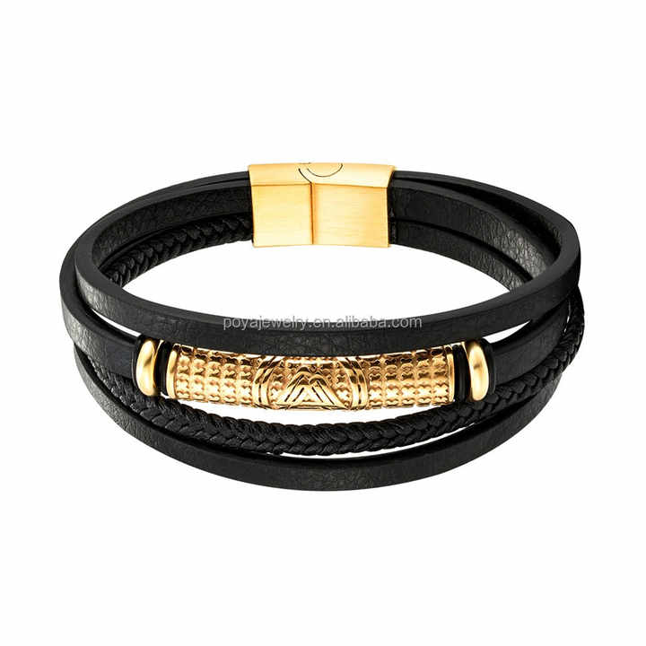 POYA Vintage Viking Black Genuine Leather. 