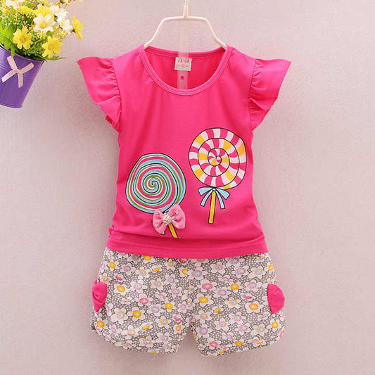 Baby Girl Summer Clothes Sets Short-مجموعة ملابس صيفية
