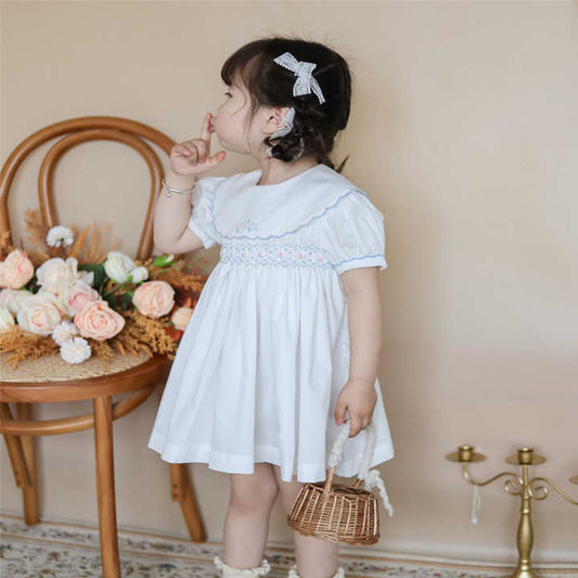 Smocked Baby Girl Fancy Dressطقم ملابس صيفية