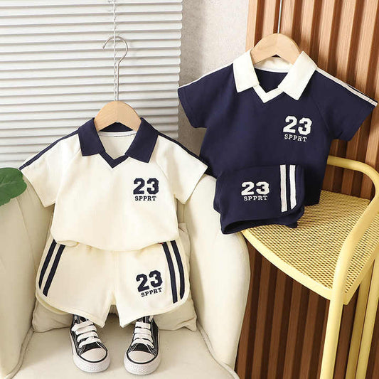 Short Sleeve Suit Boy T-shirt Baby-بدلة أطفال مختلطة