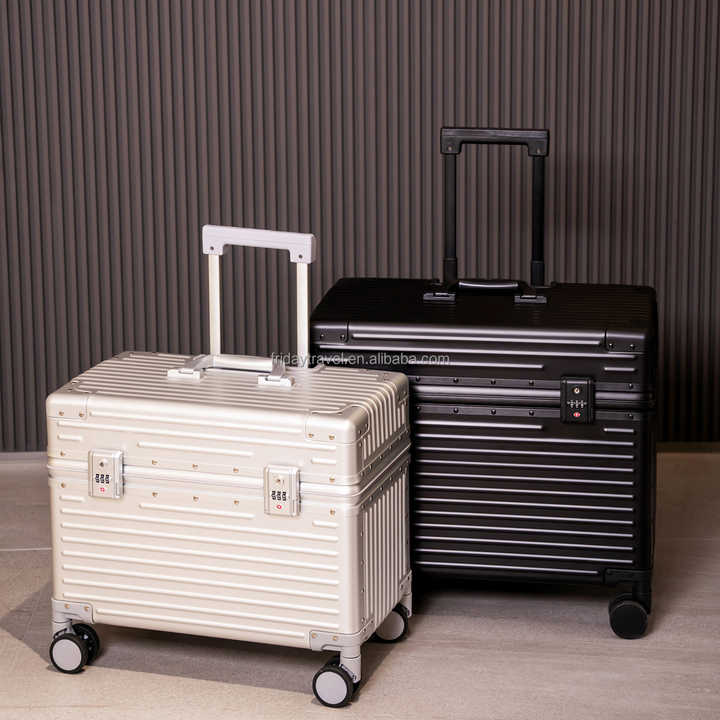 High quality durable aluminum luggage bag with suitcase compartment with hard plate trolley and lock