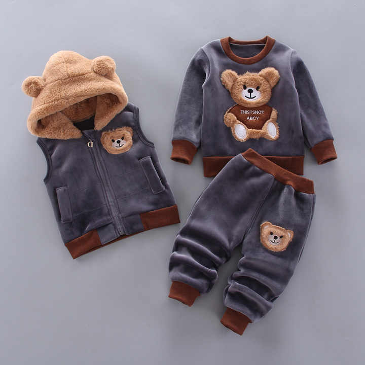 Boys' pants, three-piece winter clothing set 