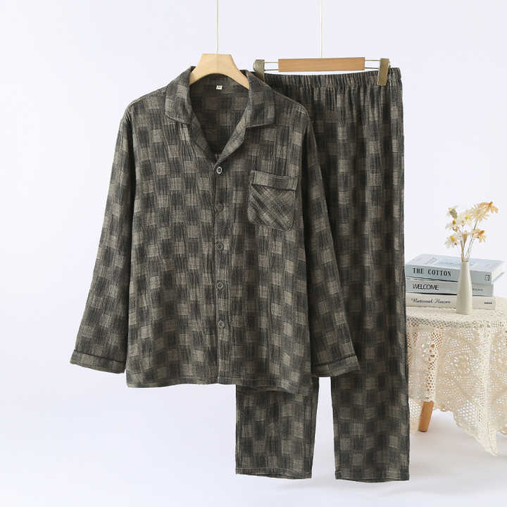 Men's Pure Cotton Slow Rise Long Sleeve Shirt Set Men's Pure Cotton Slow Rise Long Sleeve Shirt Set 