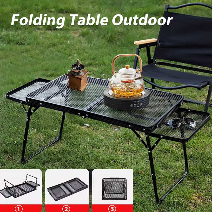 Portable Outdoor Folding Camping Table with Adjustable Height. 