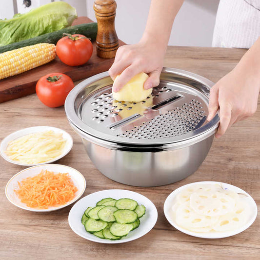 3. Stainless Steel Manual Kitchen Tools, Fruit and Vegetable Slicer, Slicer, Sink Drainer Set3. أدوات مطبخ يدوية من الفولاذ المقاوم للصدأ ، قطاعة فواكه وخضروات ، قطاعة قطاعة ، مجموعة حوض صرف