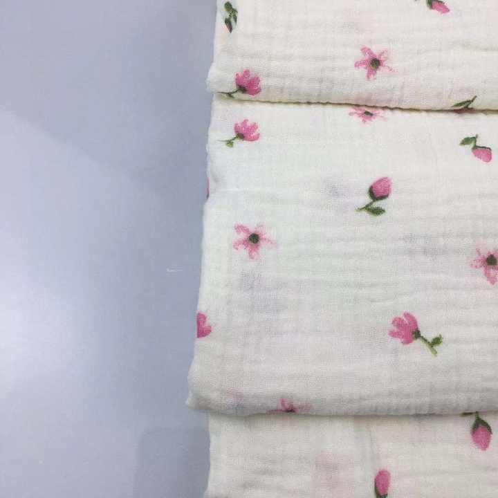 Flora Printed Fabric for Ladies' Dresses &amp; Skirts A famous French cotton fabric with two layers of gauze