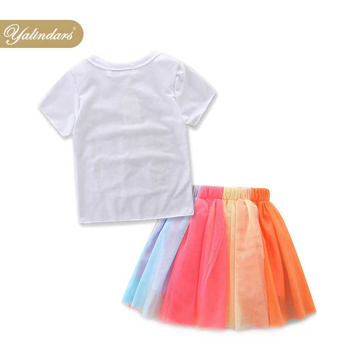 One Year Baby Girl Birthday Cotton -فستان توتو بألوان قوس قزح