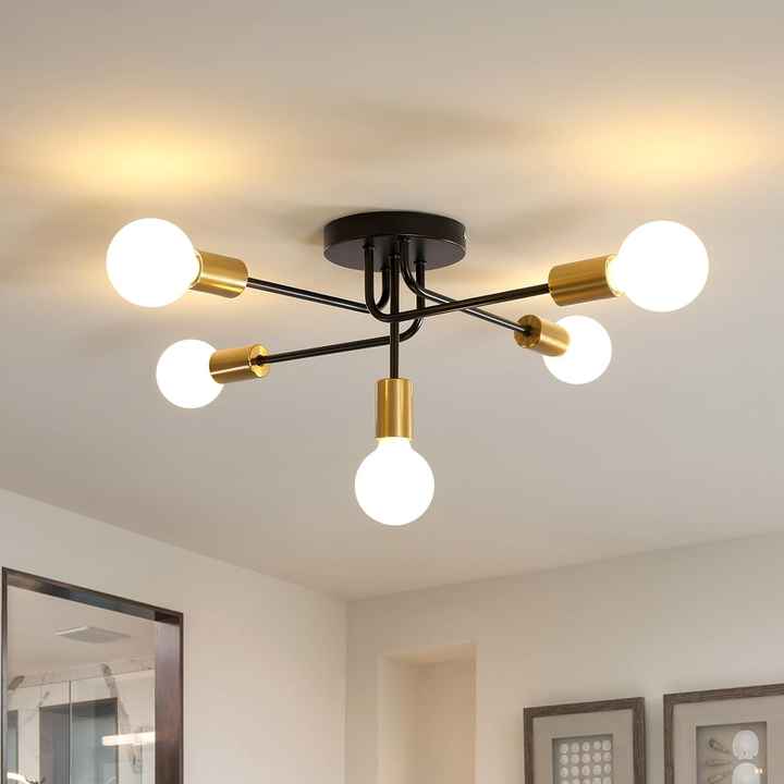 Modern Nordic Pentagram Chandelier Indoor Metal Gold 