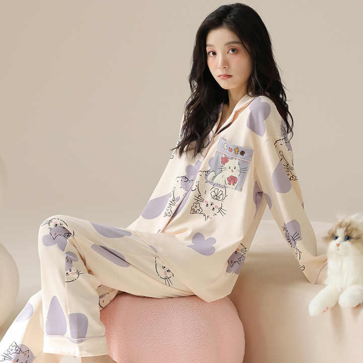 Women's Sleepwear Long-sleeved-ملابس نوم نسائية