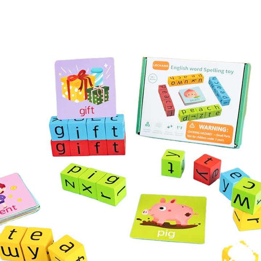 مكعبات بناء حروف خشبية ألعاب تهجيلية أحرف . Wooden Letter Building Blocks Spelling