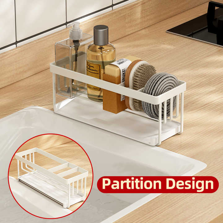 Kitchen &amp; Tabletop Japanese Style White High Quality Kitchen Drain Basket Sink Sponge Rack Cutlery Rack Bathroom Storage Rack 