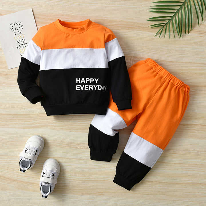 Boys' 2-piece pants and long-sleeved T-shirt 
