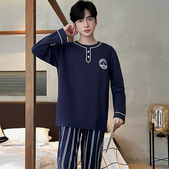 Men's Autumn/Winter Cotton Long Sleeve Pajamas 