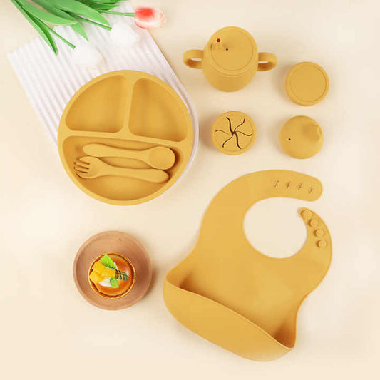 Bpa Free Silicone Baby Feeding Plates-مجموعة أطباق تغذية