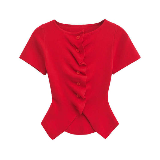 Neck Short Sleeve Female -وأكمام قصيرة، وبلوزات أنيقة