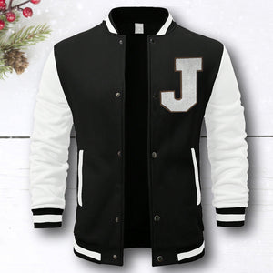 جاكيت بيسبول رجالي مطرز من الجلد