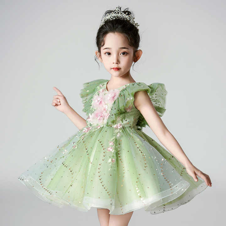 Baby Princess Clothes Christmas Party Outfit - فساتين خضراء صغيرة للبنات