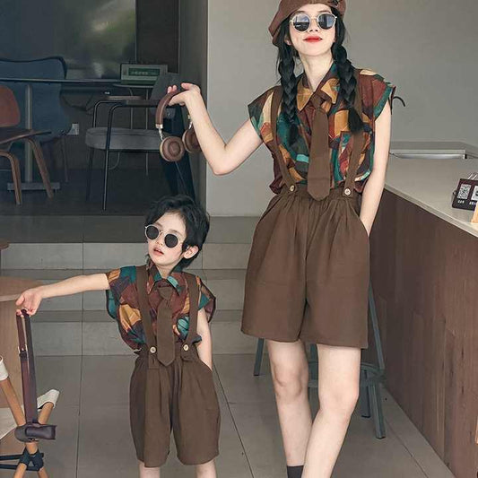 ملابس صيفية وصلت حديثًا ملابس للأم والابنة بنمط عتيق ، ملابس عائلية متطابقةNew Arrival Summer Clothes Mother and Daughter Outfits Vintage Style Family Matching Clothes