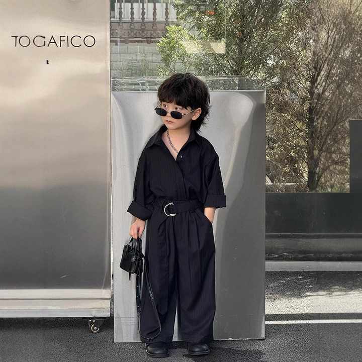 Style with Stripe Pattern Children Clothes- Boys' Casual Shirt Set 