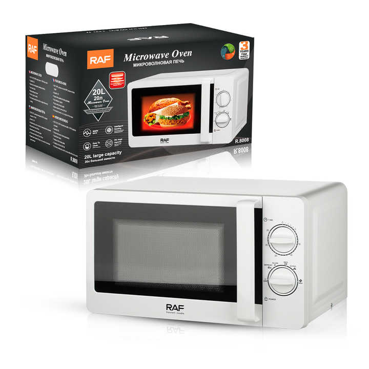 فرن ميكروويف كهربائي كبير 20 لتر بتحكم ميكانيكي في المطبخ مع صوت تشغيل/إيقاف Large 20L Electric Microwave Oven with Mechanical Kitchen Control and On/Off Sound