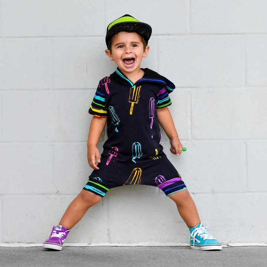 Boys' shorts, two-piece boys' clothing, short-sleeved hoodie and shorts 