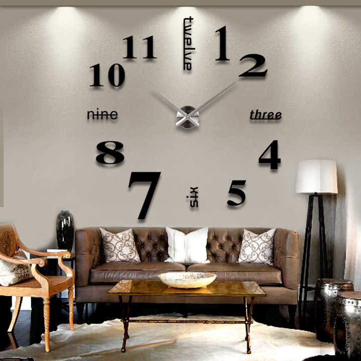 Modern Frameless Large Home Wall Clock 
