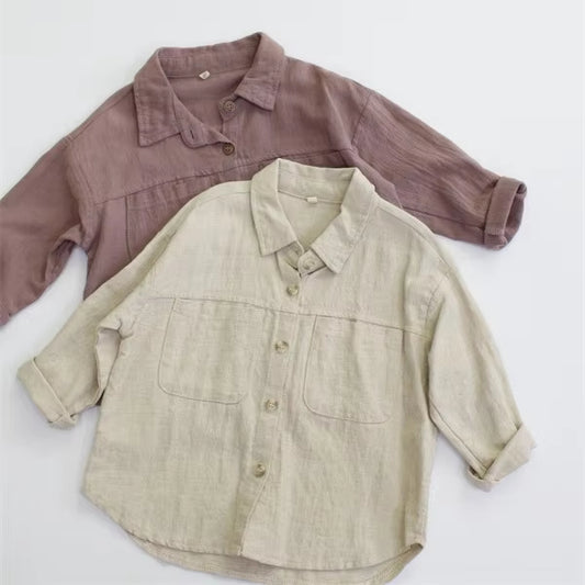 تيشيرت أطفال ربيعية من القطن والكتان