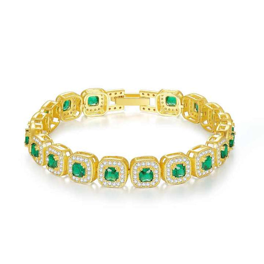 Unisex Customized 14K Gold Plated-سوار تنس زمرد