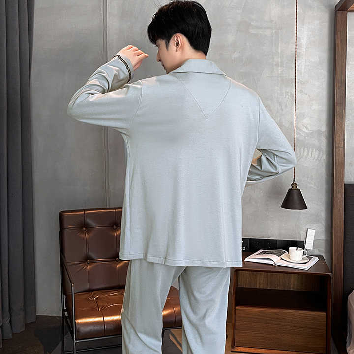 Men's Long Sleeve Pajamas Spring and Autumn Suit 