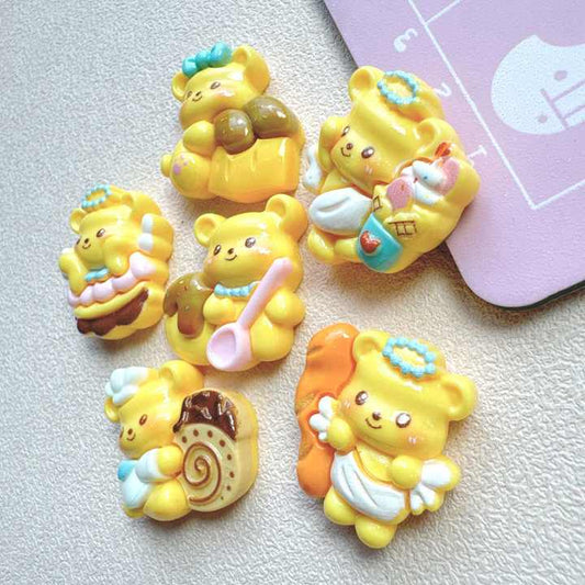 Children's Accessories Cartoon Bear Resin Donut Cake Slice 
